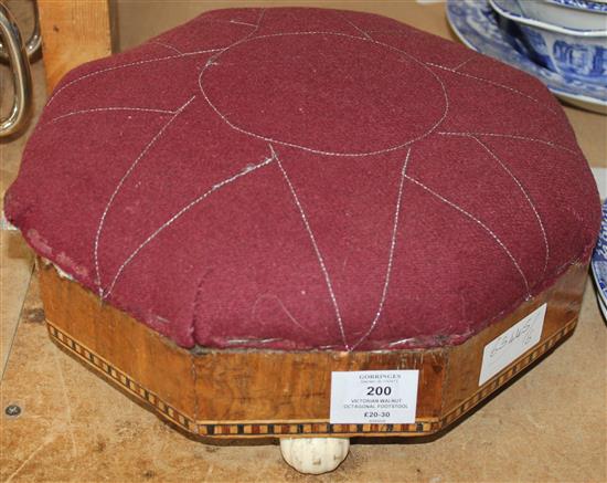 Victorian walnut octagonal footstool